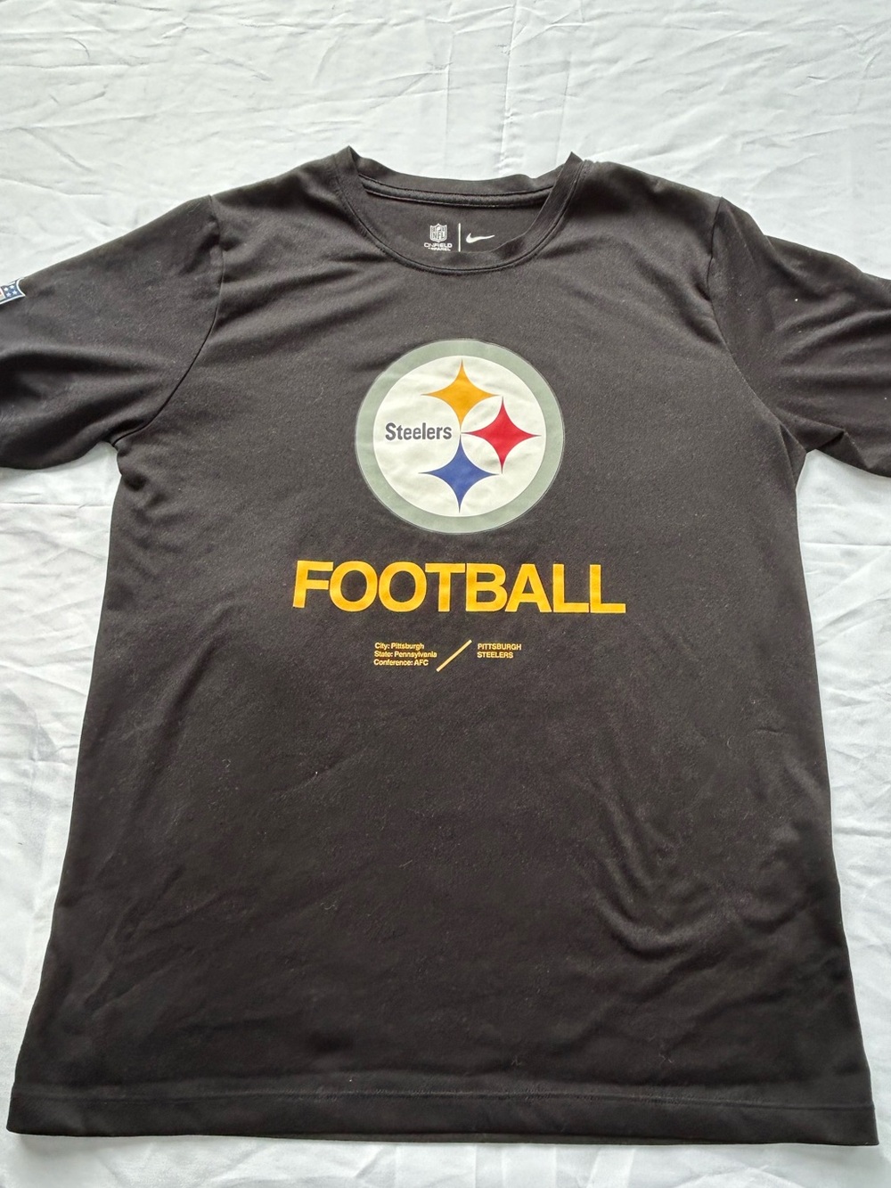Nike Pittsburgh Steelers Dri-fit Black 'Football' Graphic Tee size L Nike Tee